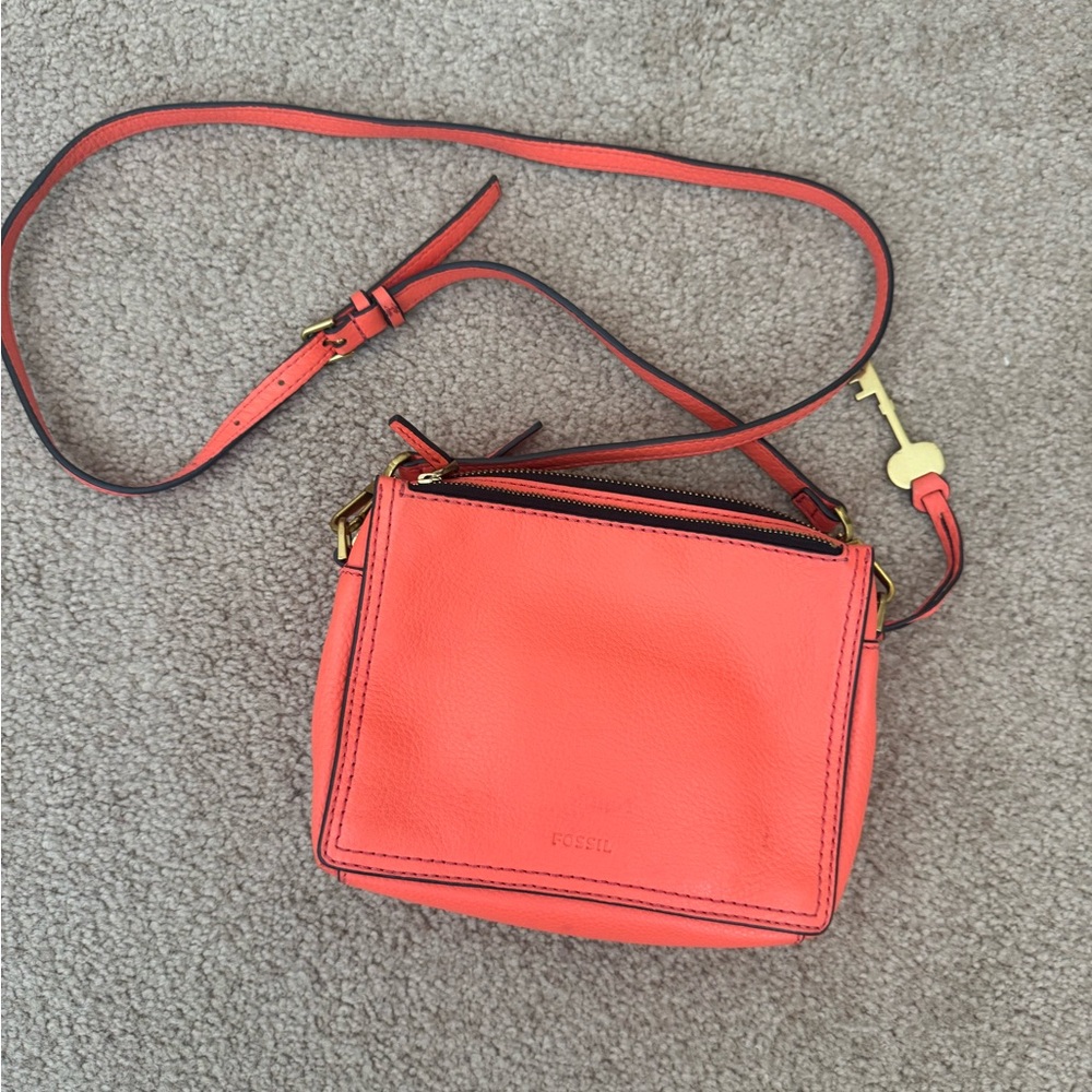 Fossil Bright Coral Crossbody Bag